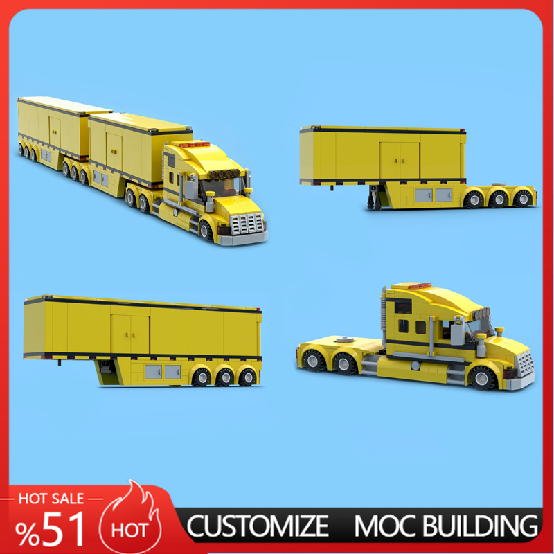Heavy Equipment Lego - Modèle de camion remorqueur double jaune